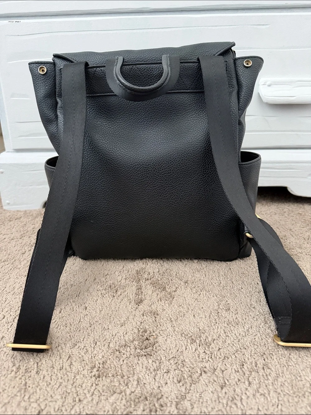 Freshly Picked Black Backpack Diaper Bag with Gold Hardware